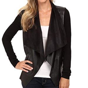 Black leather/cloth drape vest 😍